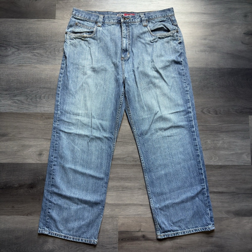 Vintage Y2K 90s Anchor Blue Baggy Jeans Mens 38x30 Easy Fit Skater Grunge Wide